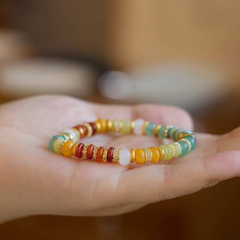 Rainbow Jade Agate Confidence Bracelet 6mm Healing Jewelry