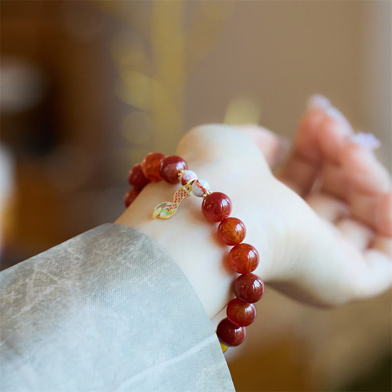 Red Agate Peace Talisman Confidence Bracelet 10mm Beads