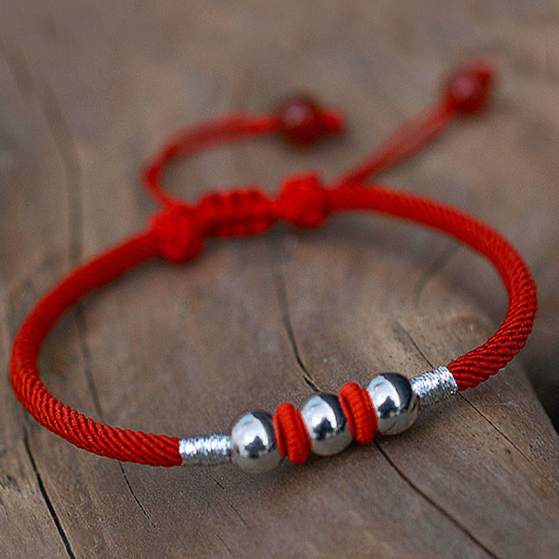 925 Sterling Silver Red String Bracelet for Protection & Luck