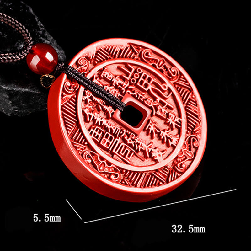 Natural Cinnabar Mountain Ghosts Spend Money Pendant | Blessing Necklace