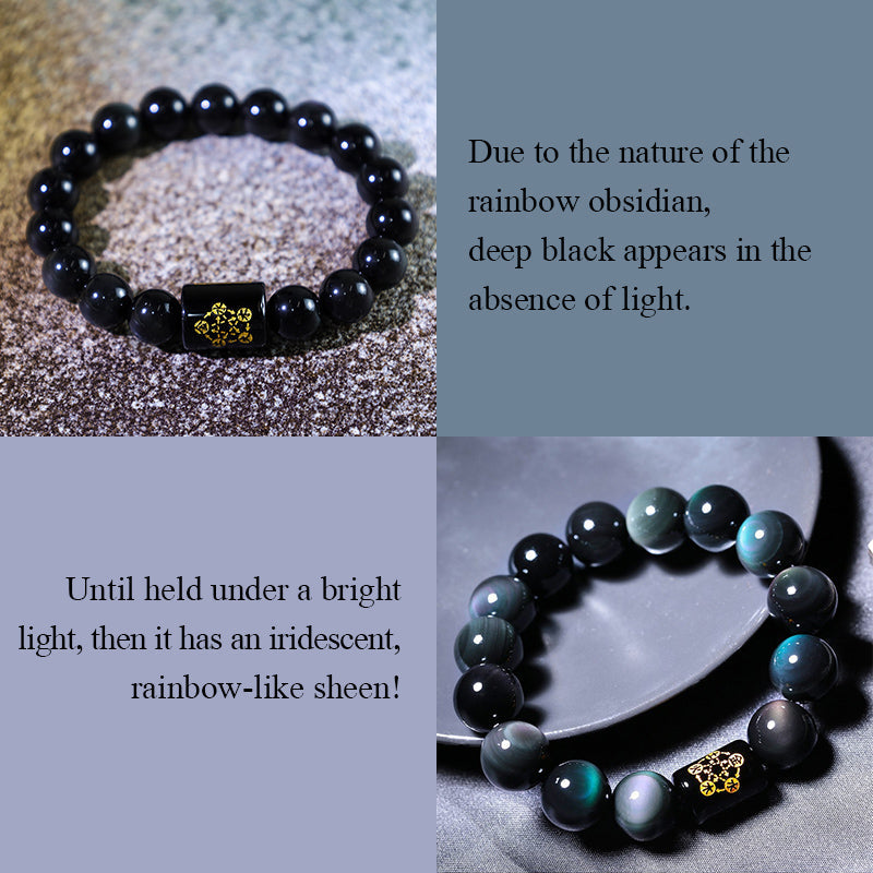 10mm Rainbow Obsidian Healing Transformation Bracelet