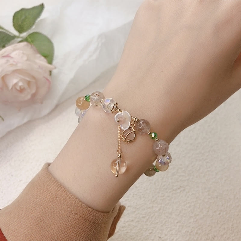 Bracelet de guérison en quartz fraise et fluorite pour une clarté émotionnelle