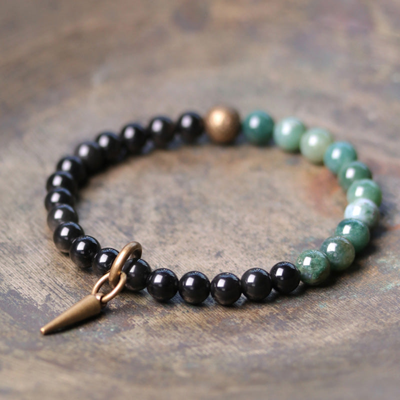 Black Obsidian & Sodalite Strength Couple Bracelet