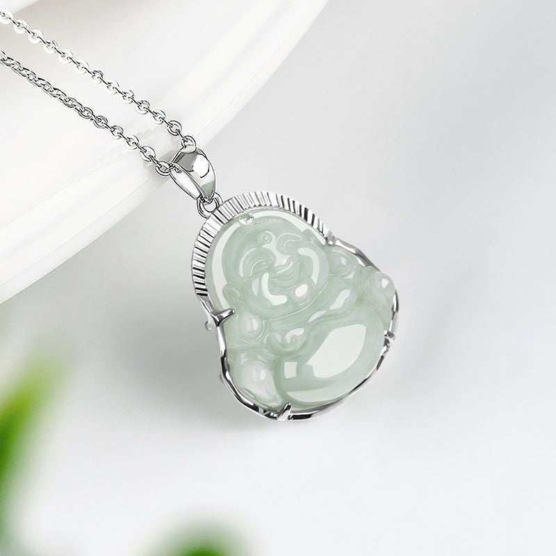 925 Sterling Silver Jade Luck Calm Necklace Pendant