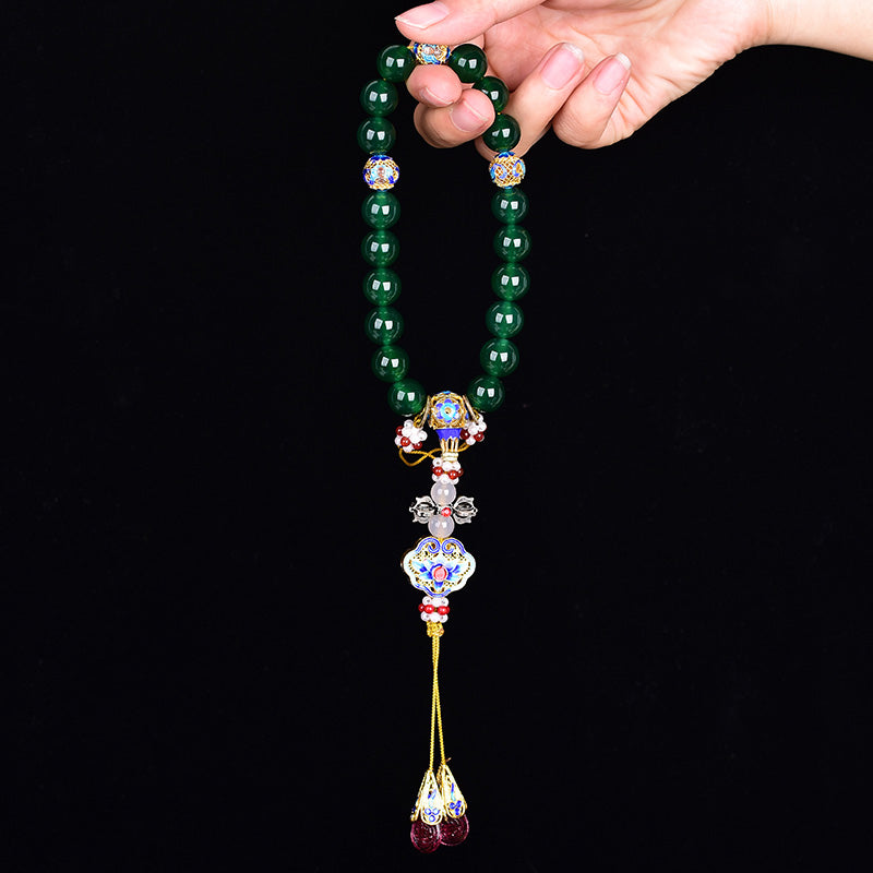 Green Agate Wrist Mala 14mm for Success and Manifestation