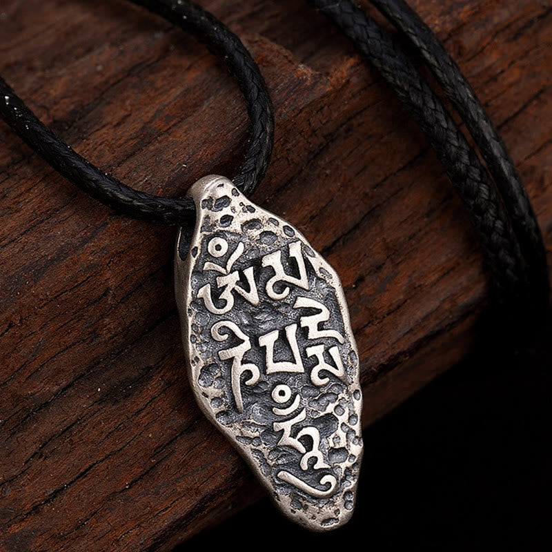 Sterling Silver Om Mani Padme Hum Necklace for Strength & Peace