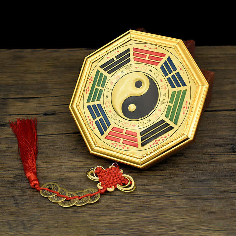 Bagua Map Feng Shui Balance Energy with Five Emperor Coins 17.5cm