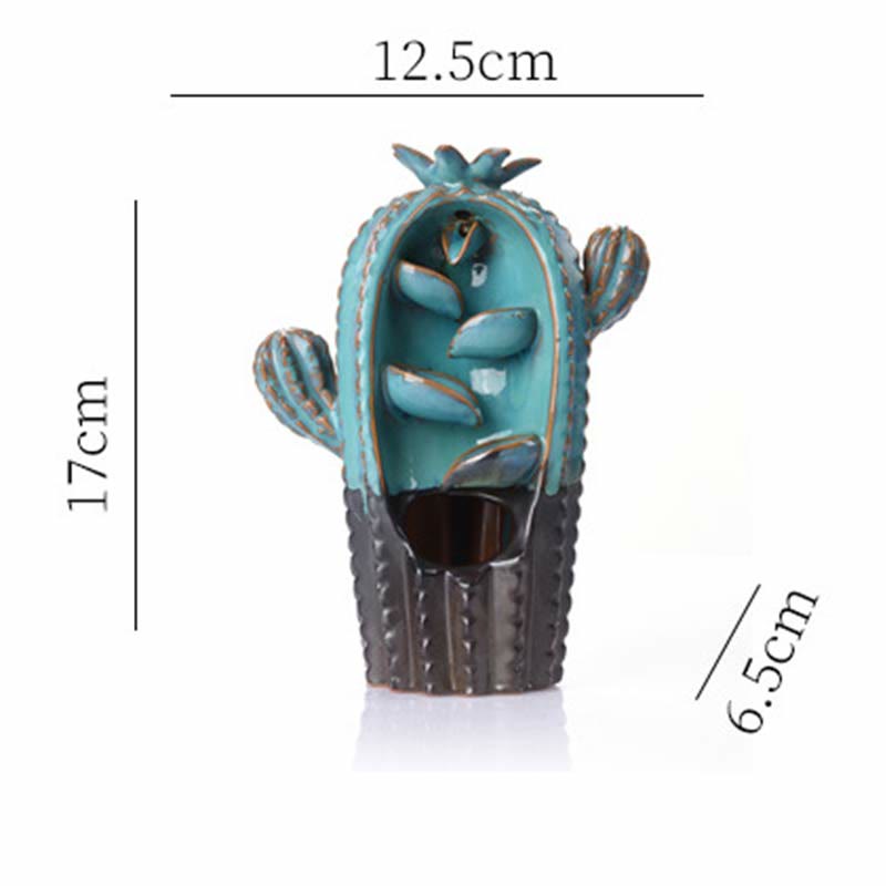 Ceramic Backflow Cactus Incense Burner 12.5cm Relaxation