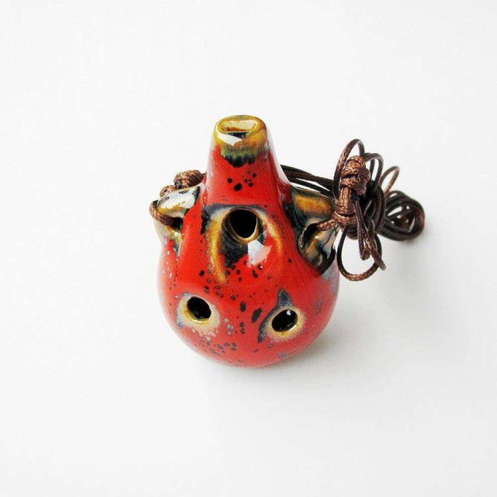 Beginner’s 6-Hole Alto C Ocarina Pendant - Perfect Gift - Red Ocarina - On sale