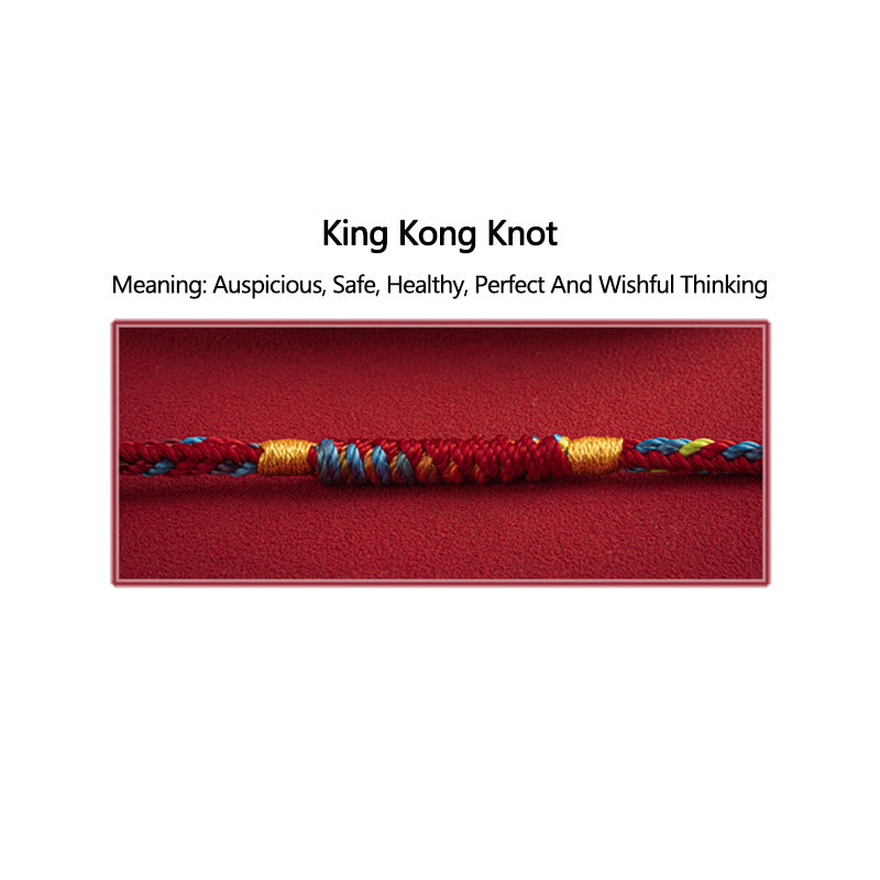 Multicolored Red String Bracelet with King Kong Knot for Protection