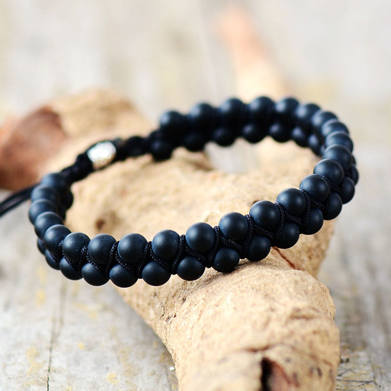 Bracelet en agate noire pour l'équilibre et l'harmonie