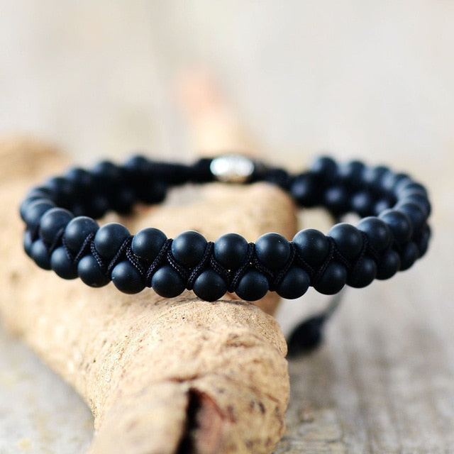 Bracelet en agate noire pour l'équilibre et l'harmonie