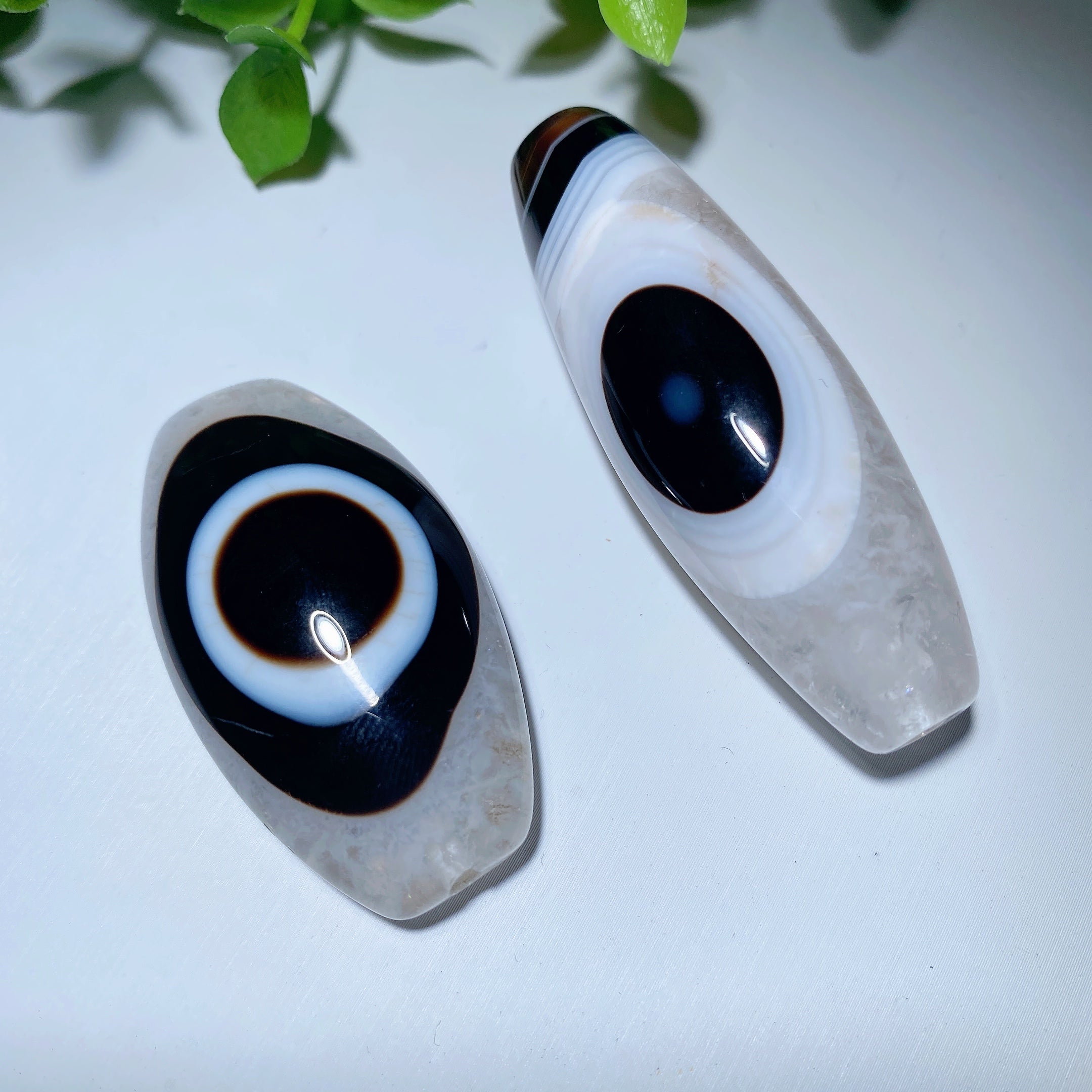 Black Agate Pendant 1.9-2.4 Inch Healing Crystal