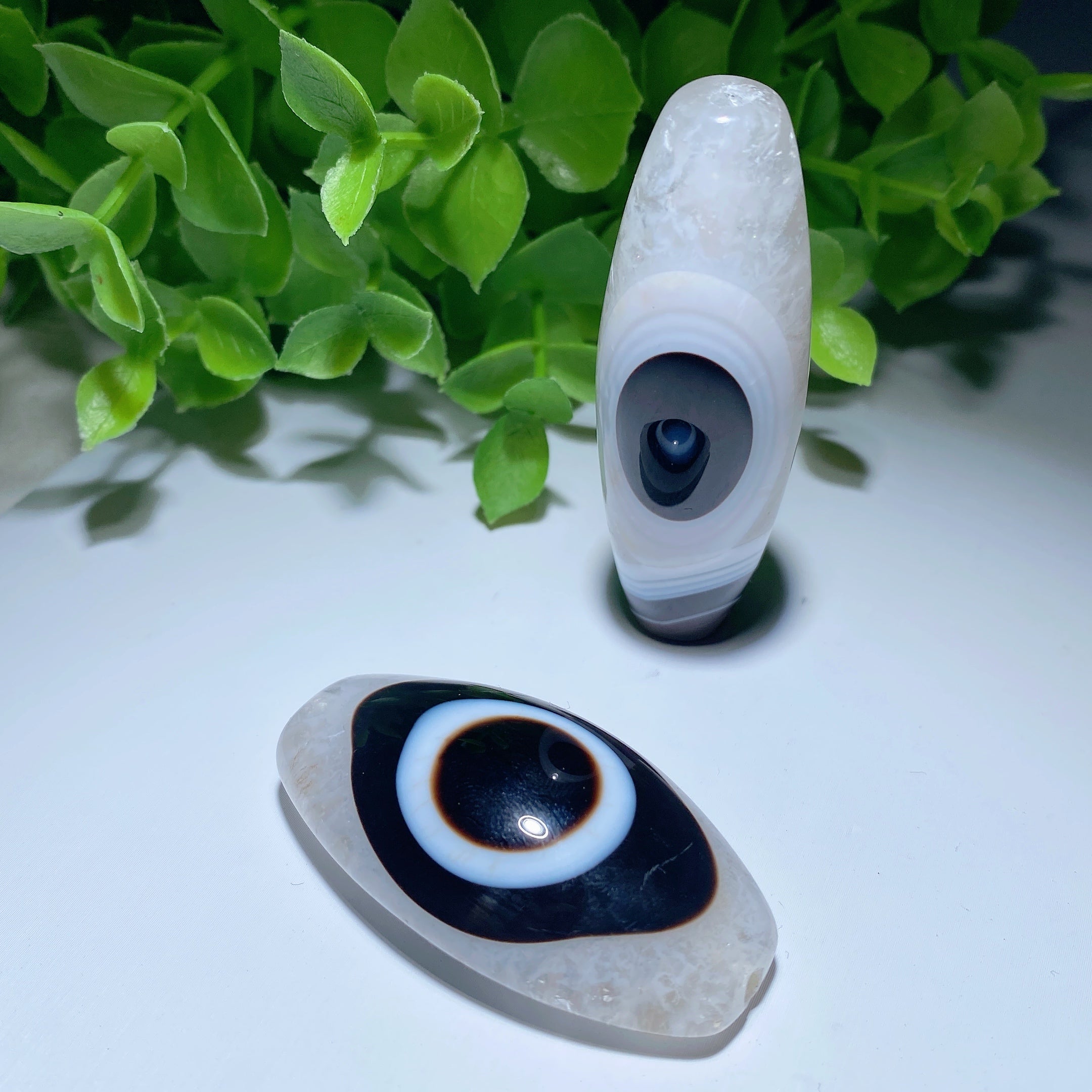 Black Agate Pendant 1.9-2.4 Inch Healing Crystal