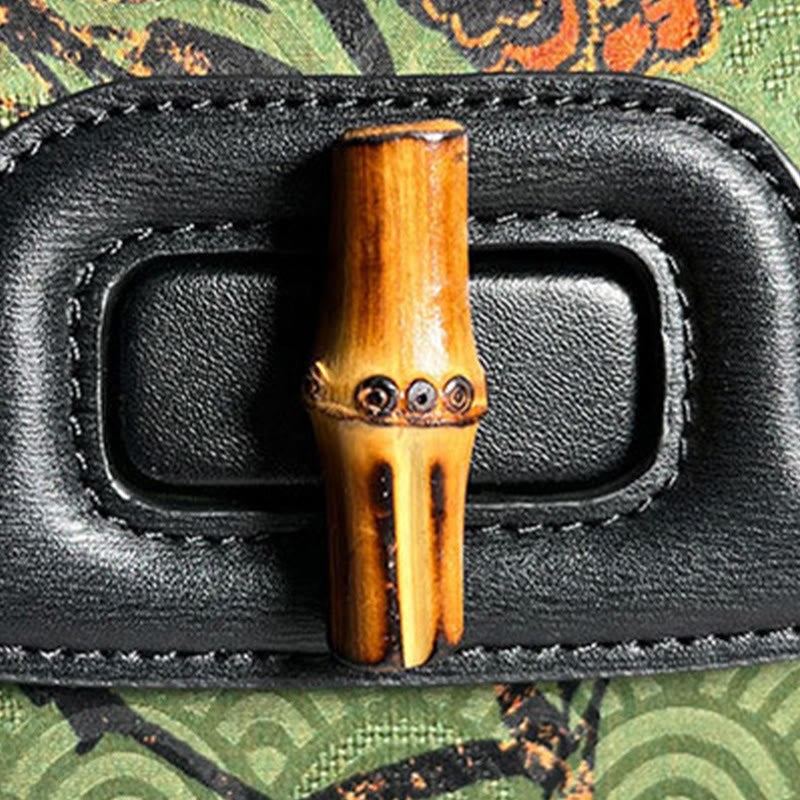 Sac bandoulière en soie Xiangyunsha à fleurs de bambou noir
