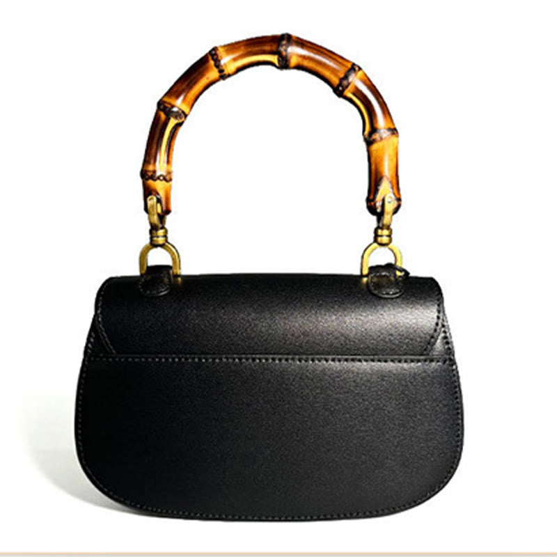 Sac bandoulière en bambou noir Xiangyunsha avec poignée incurvée en soie