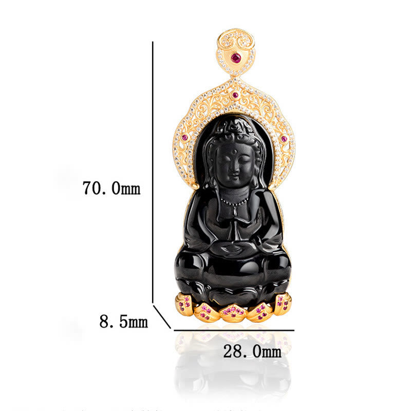 Collier de protection en jade noir Kwan Yin Avalokitesvara
