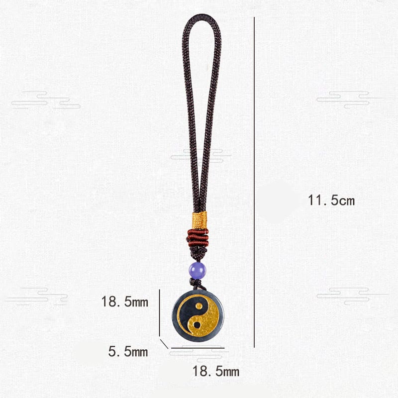 Porte-clés de protection Yin Yang en jade noir avec équilibre