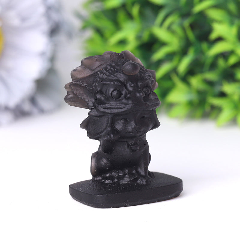 Black Obsidian 2.5 Inch Fortune Cat Crystal Carving