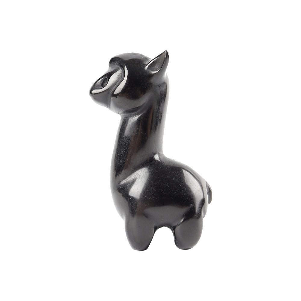 Black Obsidian Alpaca Crystal Carving 2.65 Inch Figurine