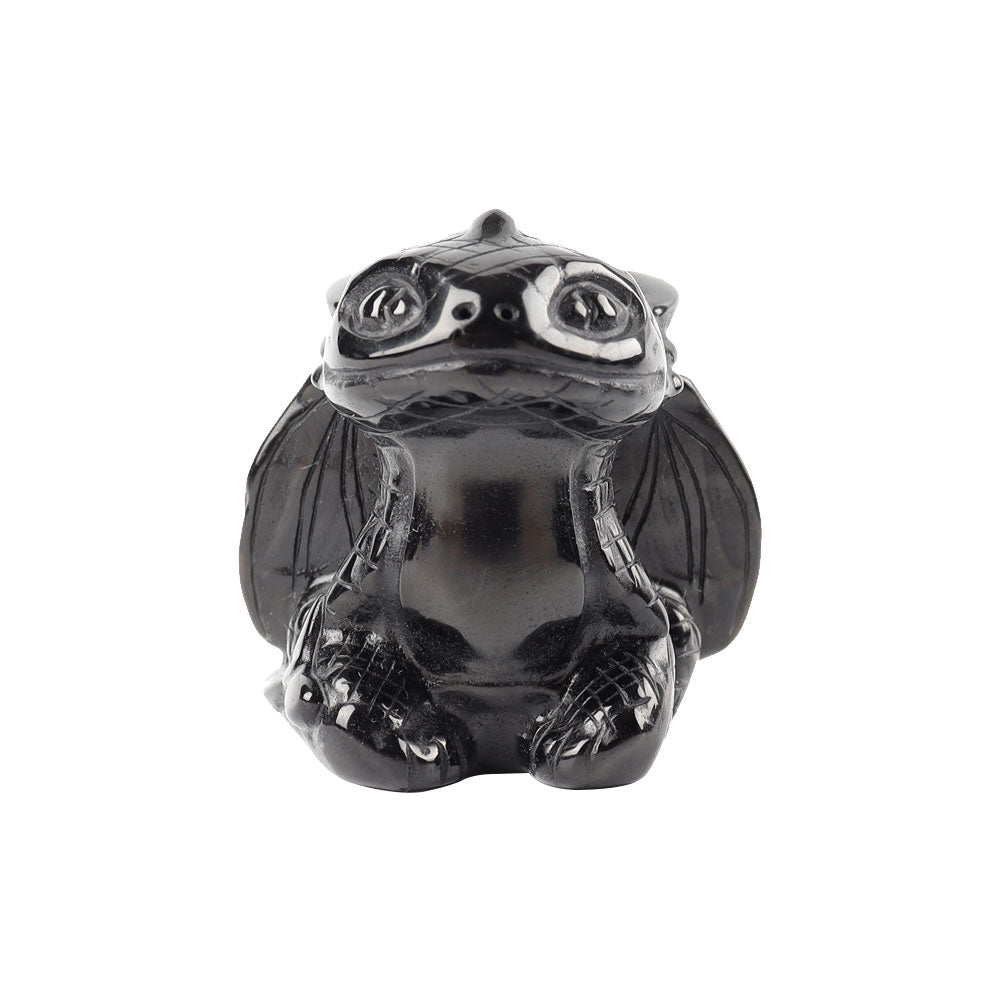 Black Obsidian Crystal Dragon Carving 2.4in Sculpture