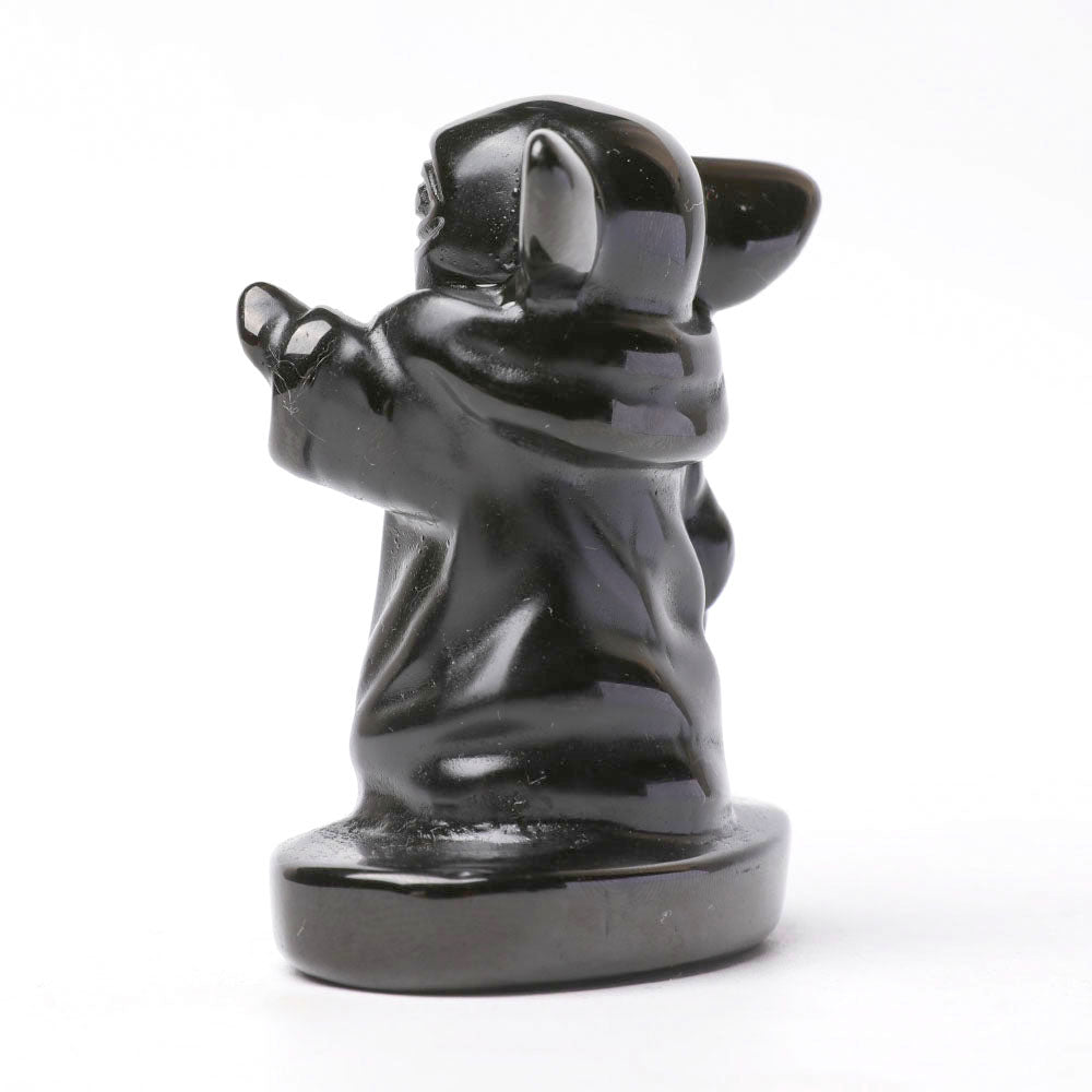 Black Obsidian Crystal Figurine 2.4 Inch Hand-Carved Statue