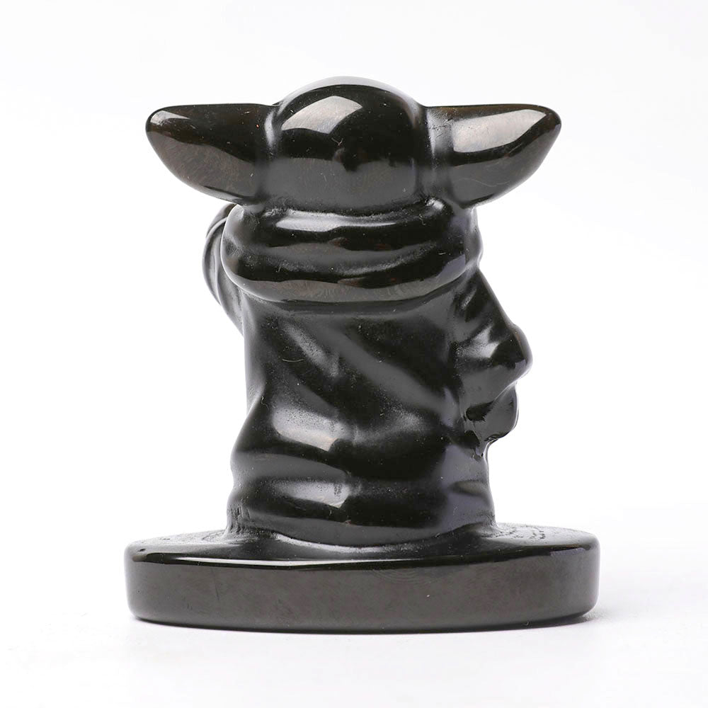 Black Obsidian Crystal Figurine 2.4 Inch Hand-Carved Statue