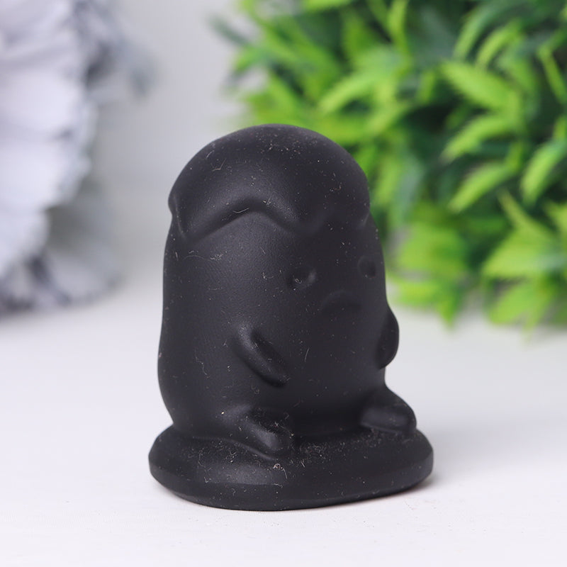 Black Obsidian Crystal Figurine 2 Inch Healing Carving