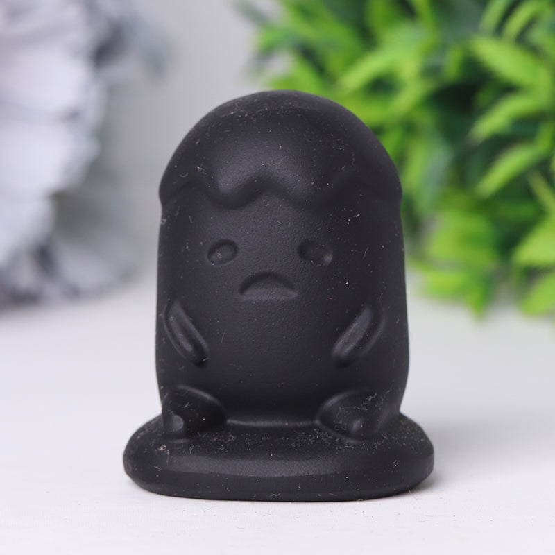 Black Obsidian Crystal Figurine 2 Inch Healing Carving