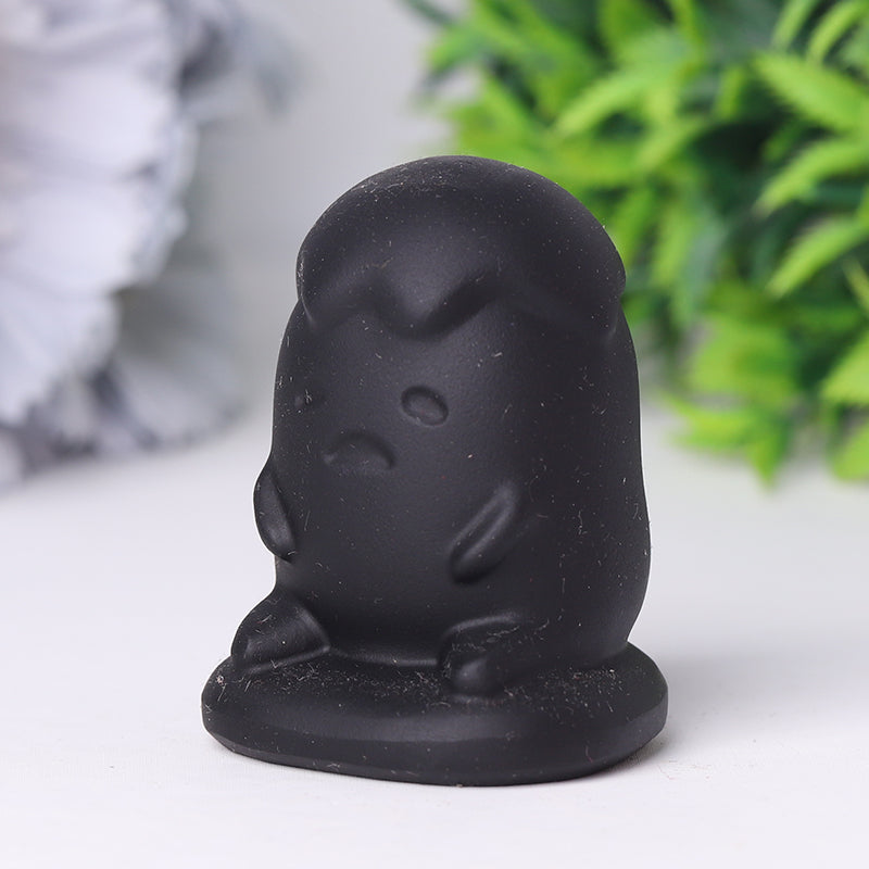 Black Obsidian Crystal Figurine 2 Inch Healing Carving
