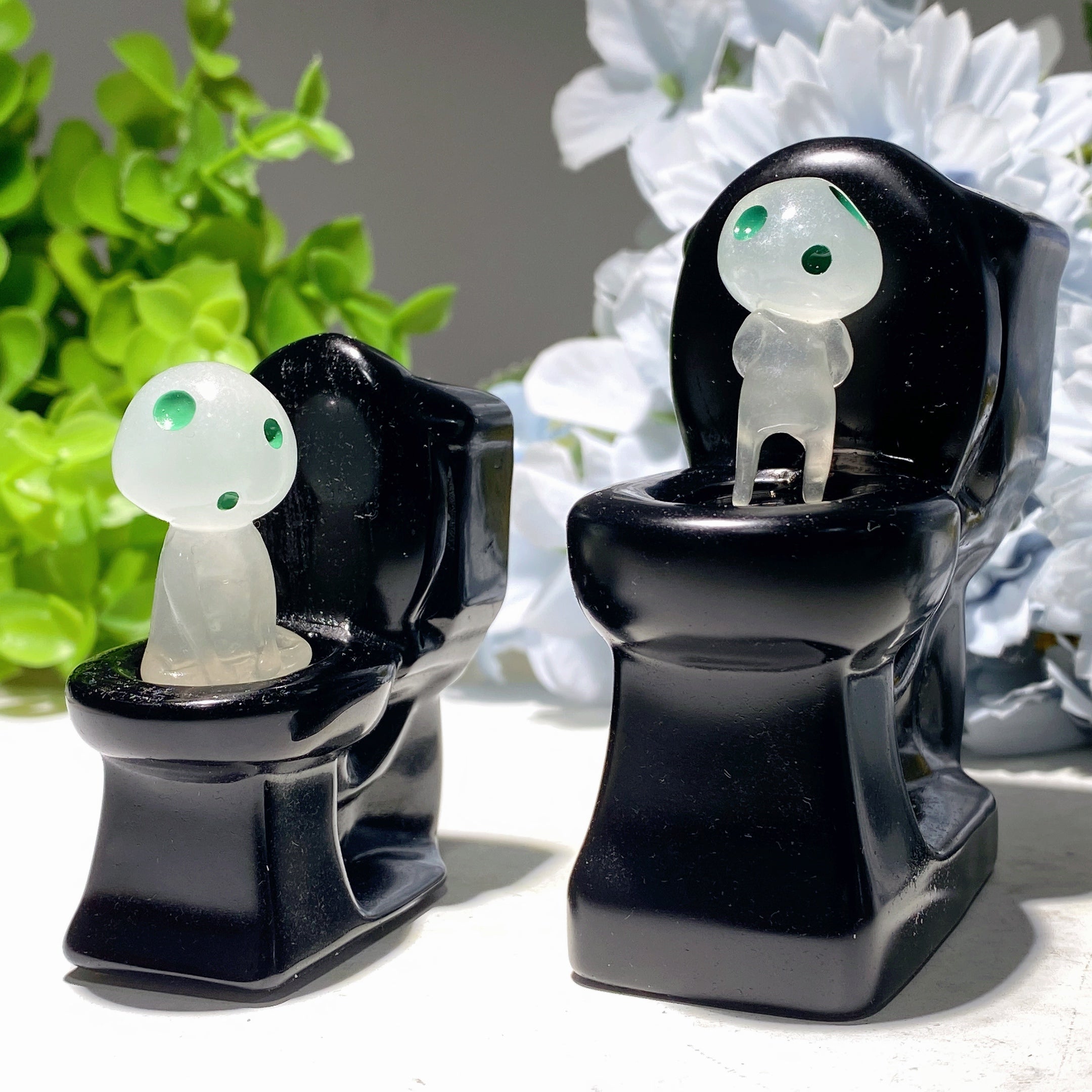 Black Obsidian Crystal Figurines 2.4-3.1 Inch Healing Carvings