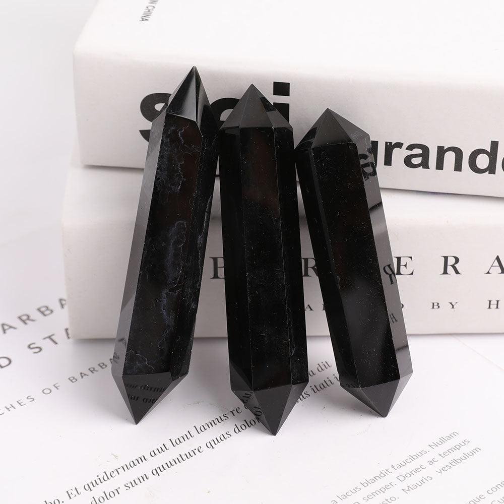 Black Obsidian Double Terminated Crystal Points 3.4-4 Inches