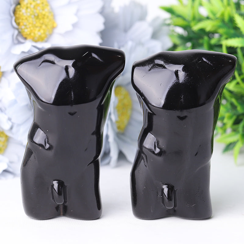 Black Obsidian Hand-Carved Crystal Figurine 2x3 Inches
