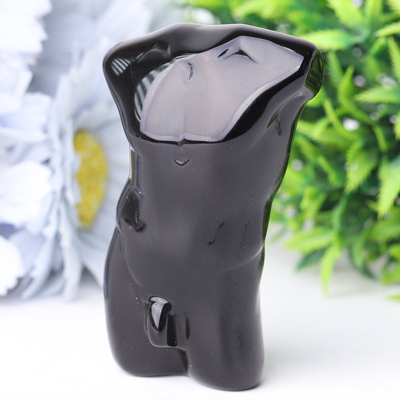 Black Obsidian Hand-Carved Crystal Figurine 2x3 Inches