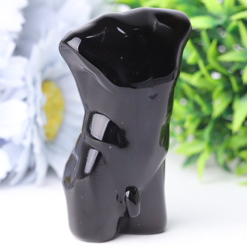 Black Obsidian Hand-Carved Crystal Figurine 2x3 Inches
