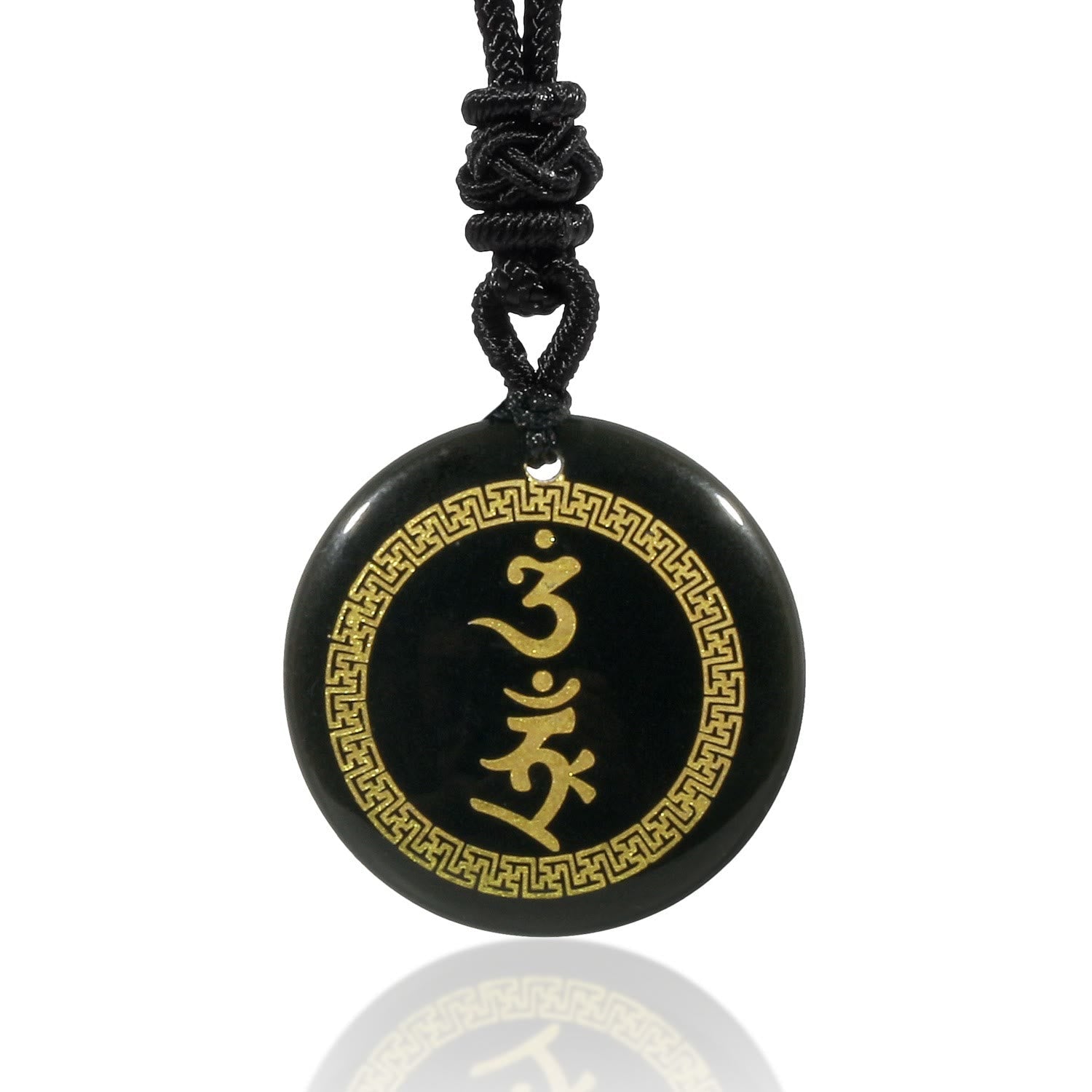 Collier de protection en obsidienne noire | Pendentif Vajra Swastika