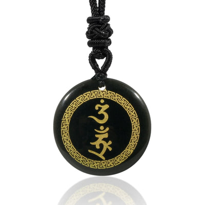 Collier de protection en obsidienne noire | Pendentif Vajra Swastika