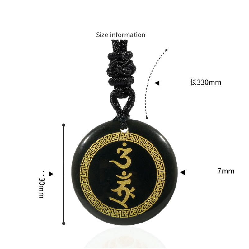 Collier de protection en obsidienne noire | Pendentif Vajra Swastika