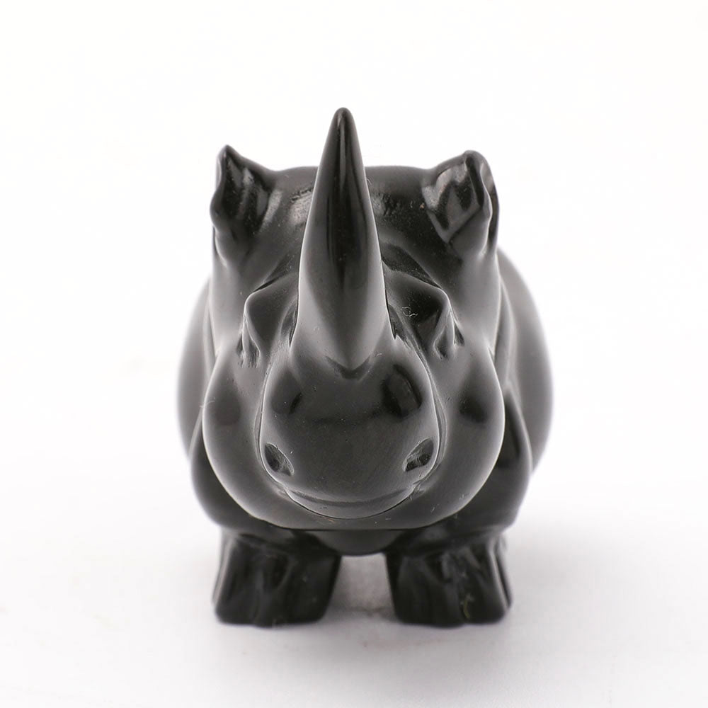 Black Obsidian Rhino Crystal Carving 3.18 Inch