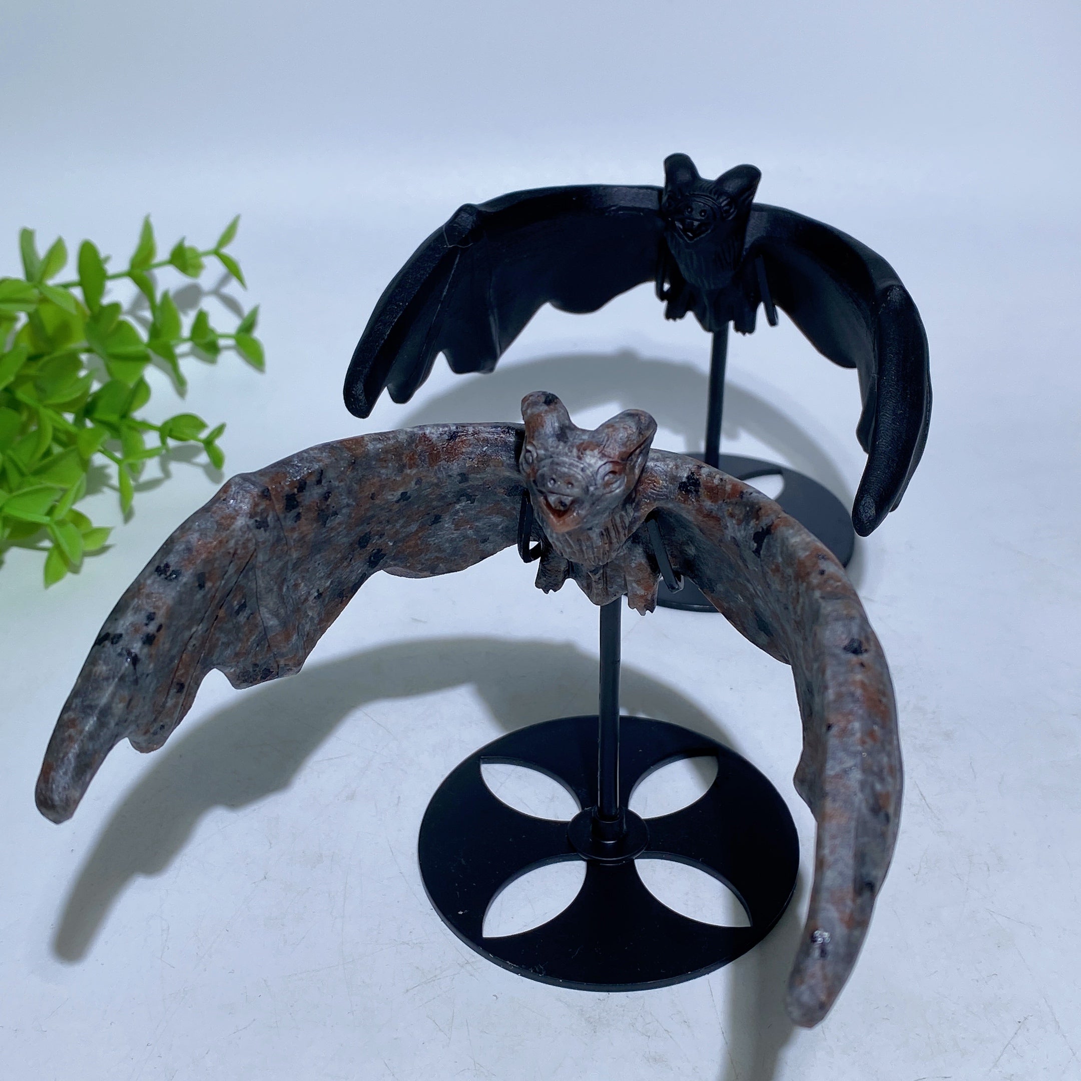 Black Obsidian Yooperlite Flying Bat Crystal Carving