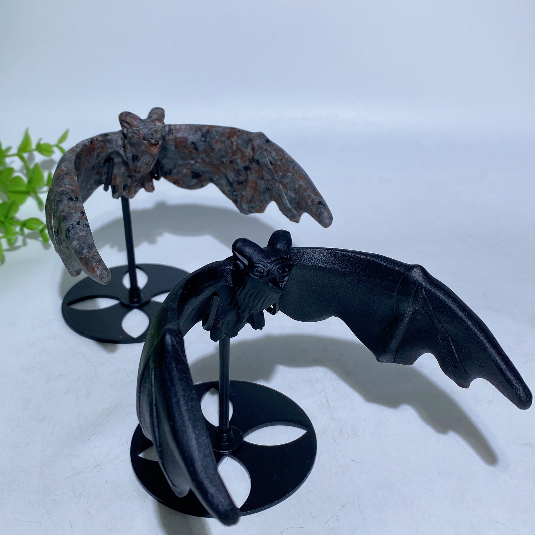 Black Obsidian Yooperlite Flying Bat Crystal Carving