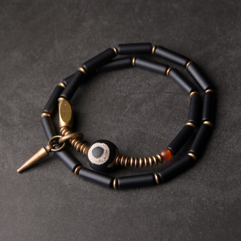 Bracelet de protection en perles dzi en onyx noir