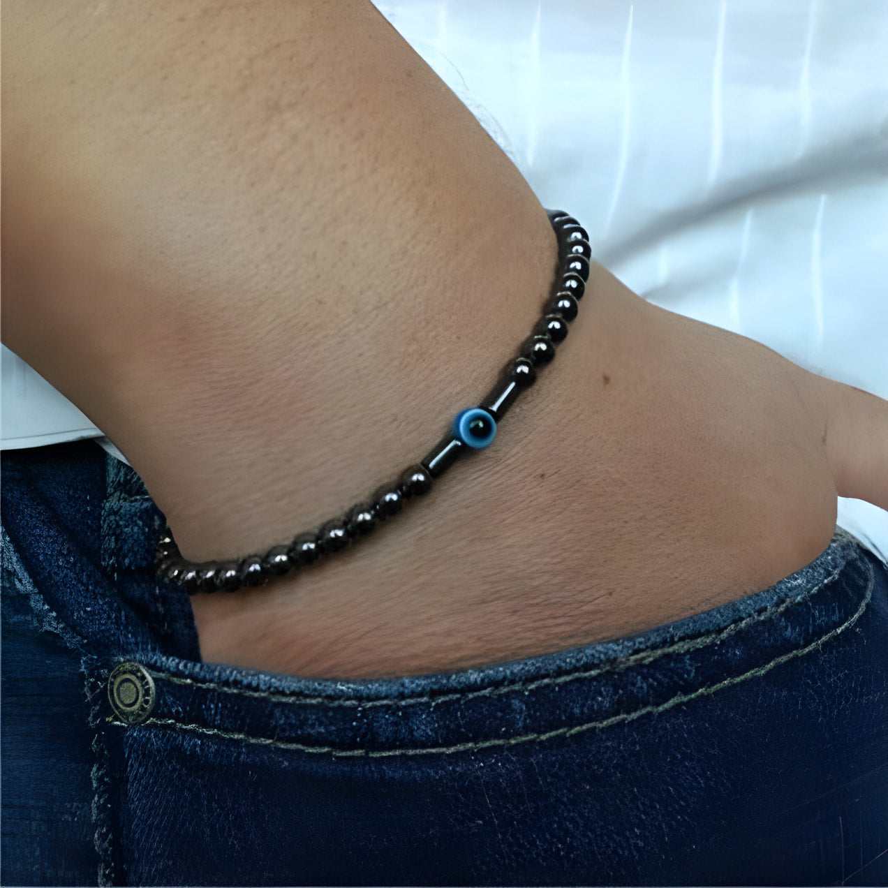 Bracelet de protection contre le mauvais œil en onyx noir