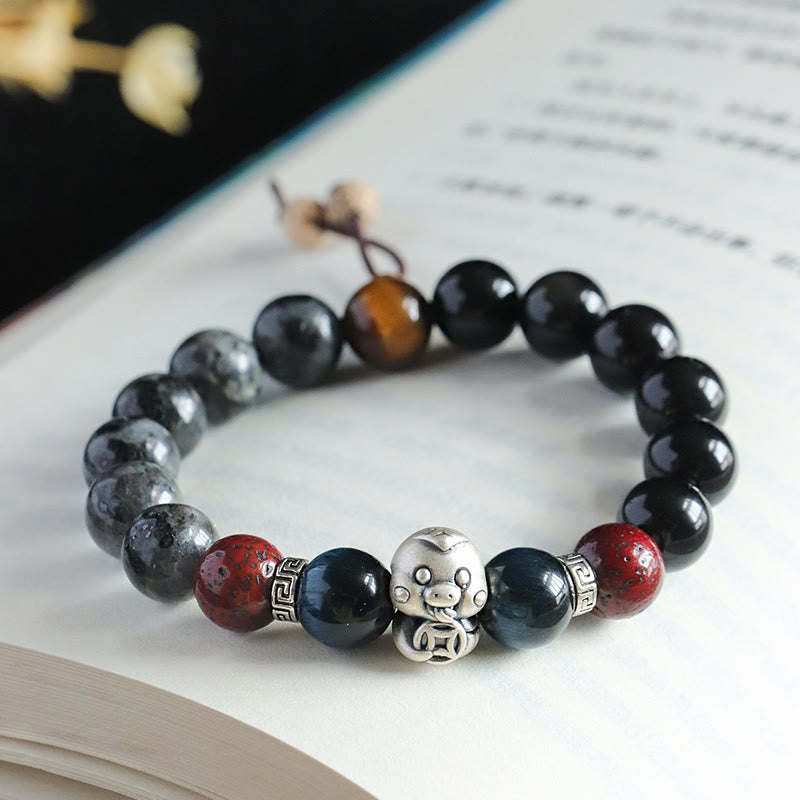Bracelet de protection du personnage Fu en onyx noir