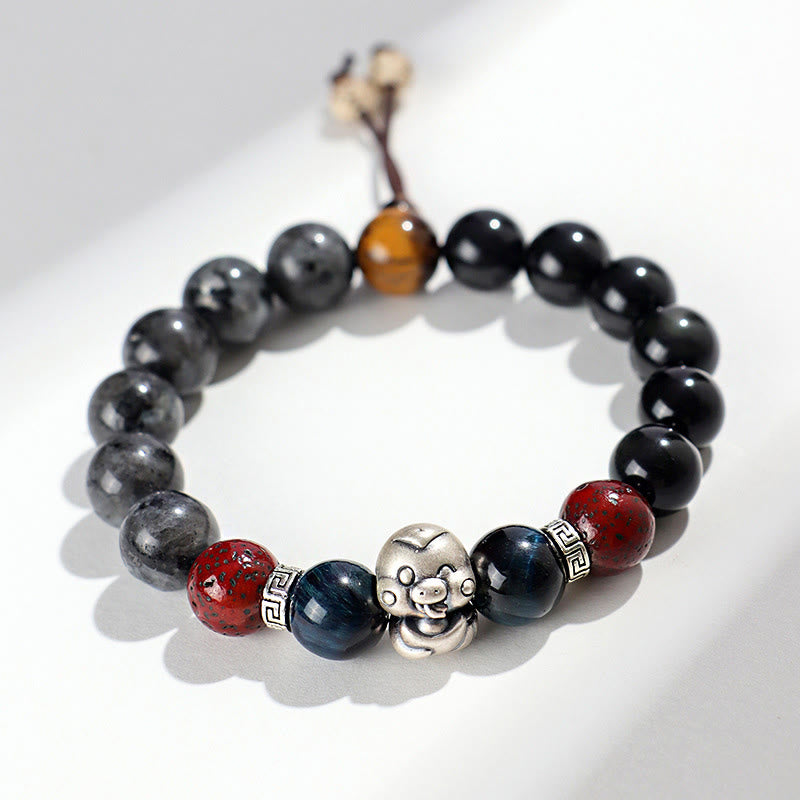 Bracelet de protection du personnage Fu en onyx noir
