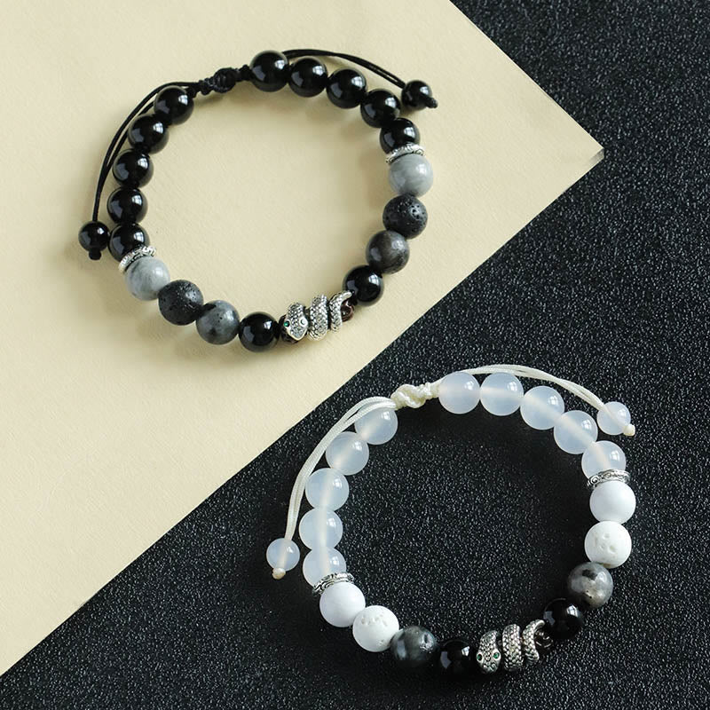 Bracelet de protection serpent en onyx noir pailleté 2025