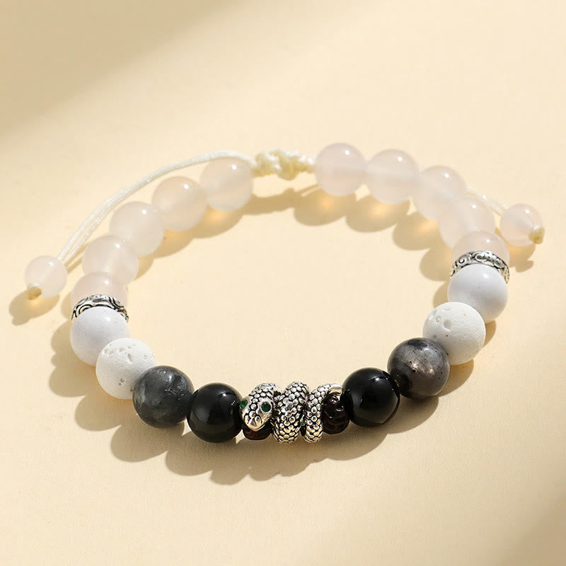 Bracelet de protection serpent en onyx noir pailleté 2025