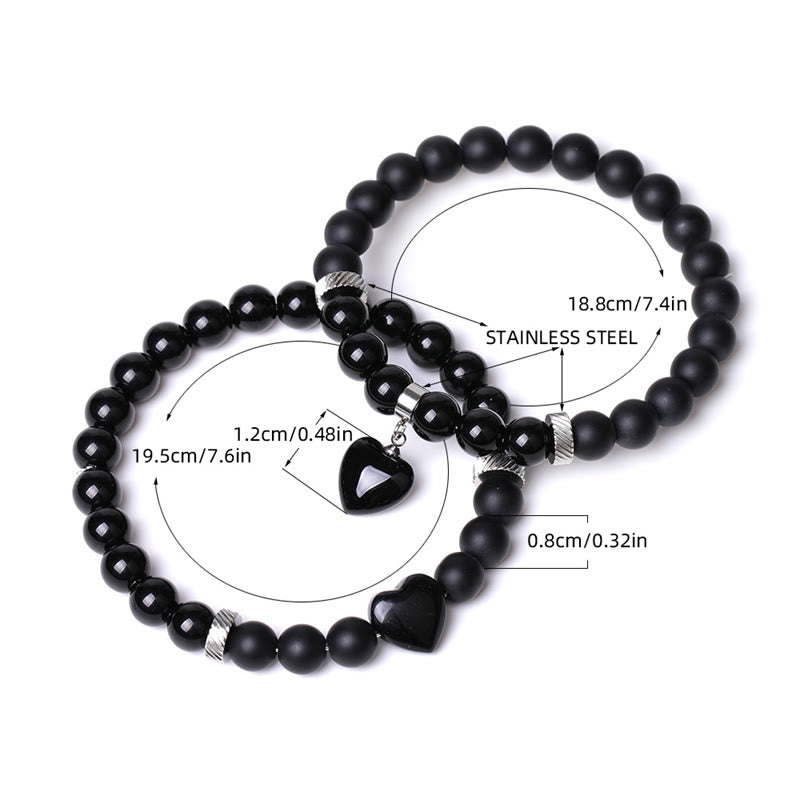 Bracelet de protection en onyx noir avec perles de 8 mm