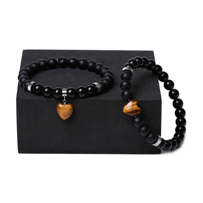 Bracelet de protection en onyx noir avec perles de 8 mm