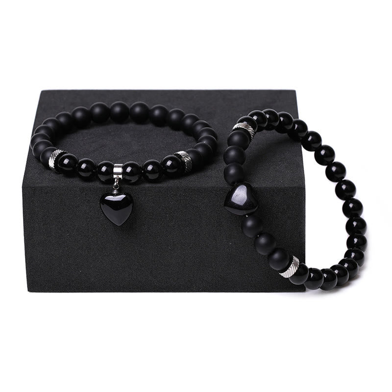Bracelet de protection en onyx noir avec perles de 8 mm